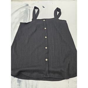 P.s. Kate Button Up Black Strap Blouse Size Medium
